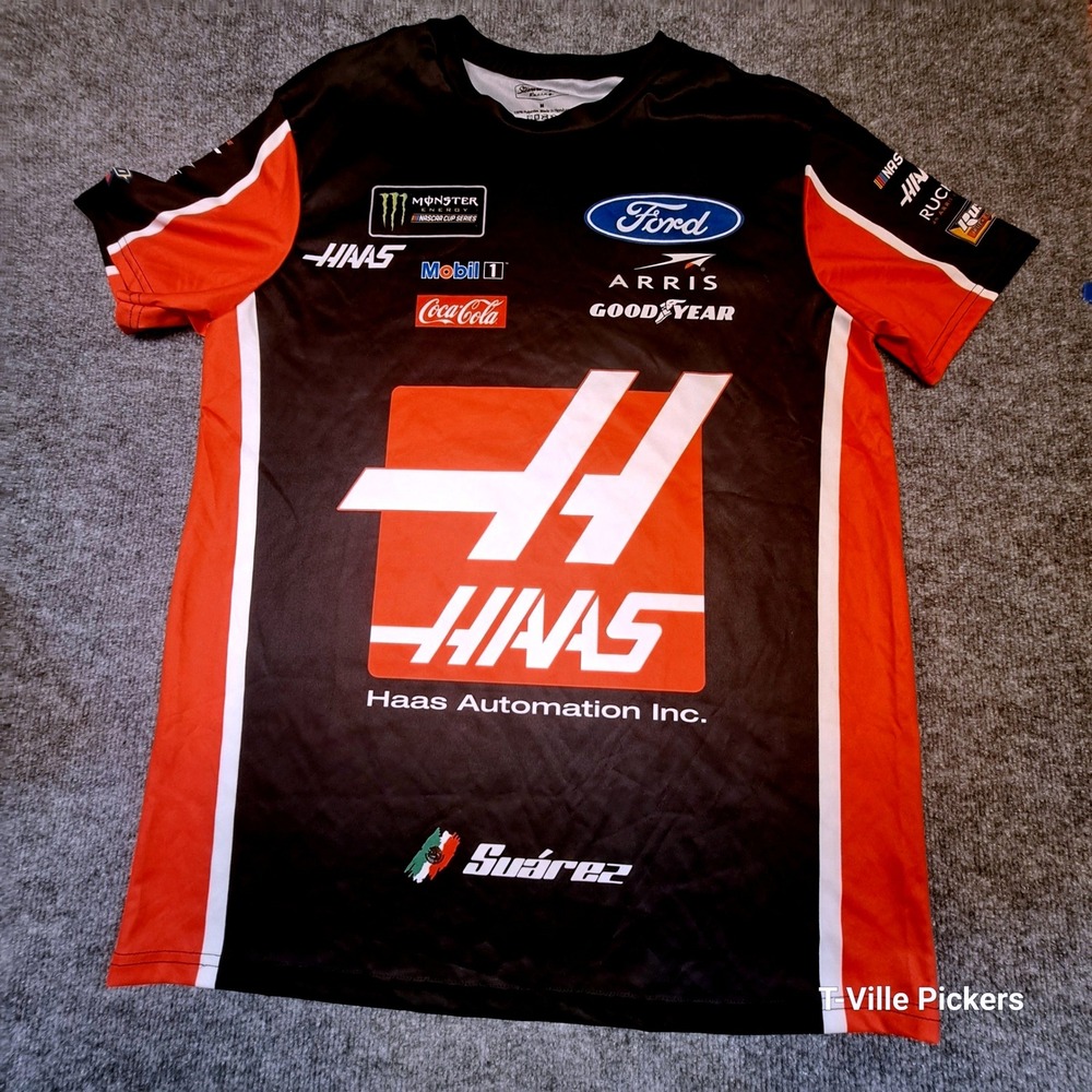 Mens‎ Stewart-Haas Racing Daniel Suarez 41 Haas Ford NASCAR Shirt Black Red M